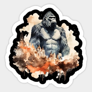 Black gorilla in the city- watercolor Sticker